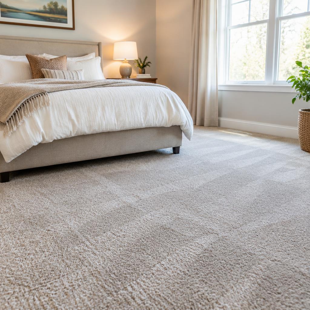 Bedroom carpet freshly cleaned by Maid Bees